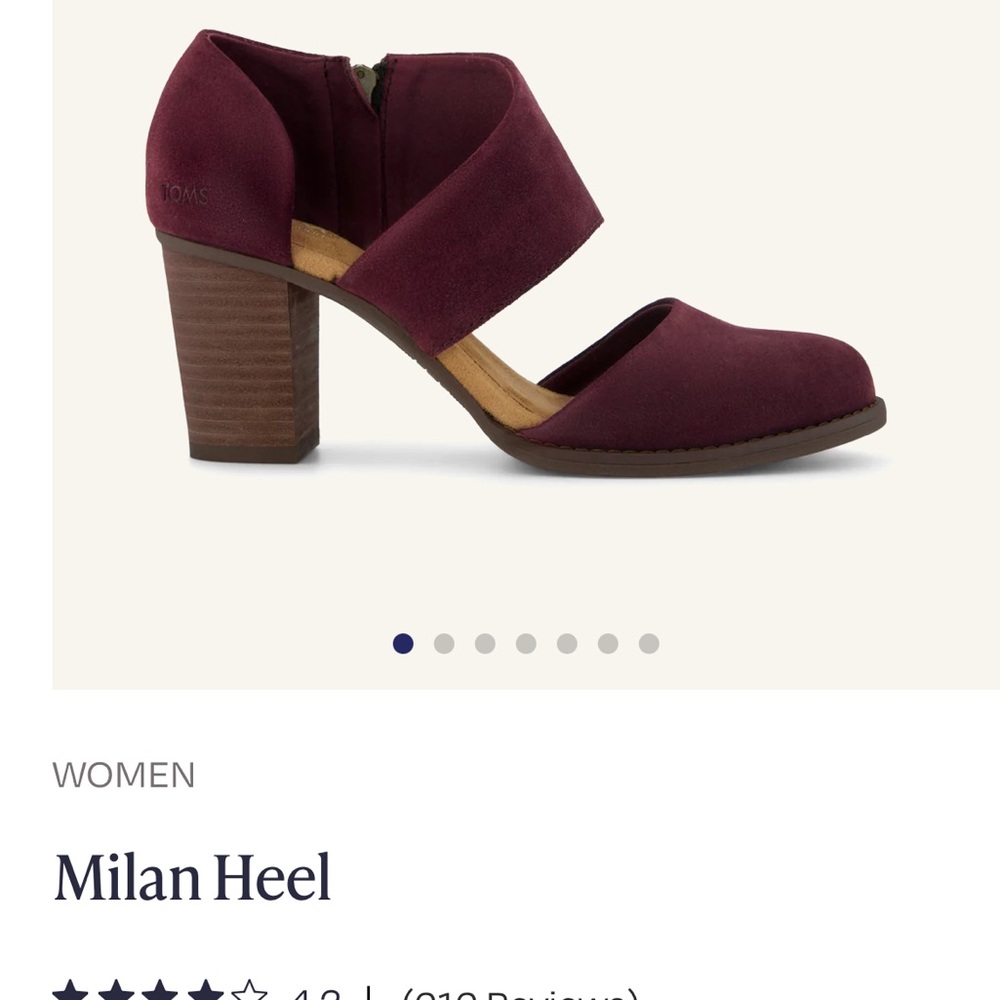 NWOT.  TOMS Milan Heel in Deep Burgundy
